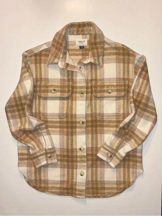 AE - Plaid Fleece Shacket - Picture 2 of 6